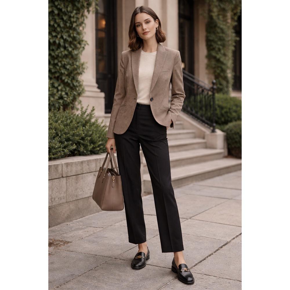 MNG Mango Blazer Women US 8 Houndstooth Tweed College Career Office Academia